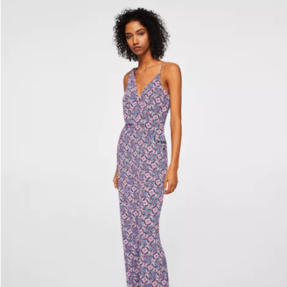 Mango Halter Jumpsuit - Paisley Print - S, Long